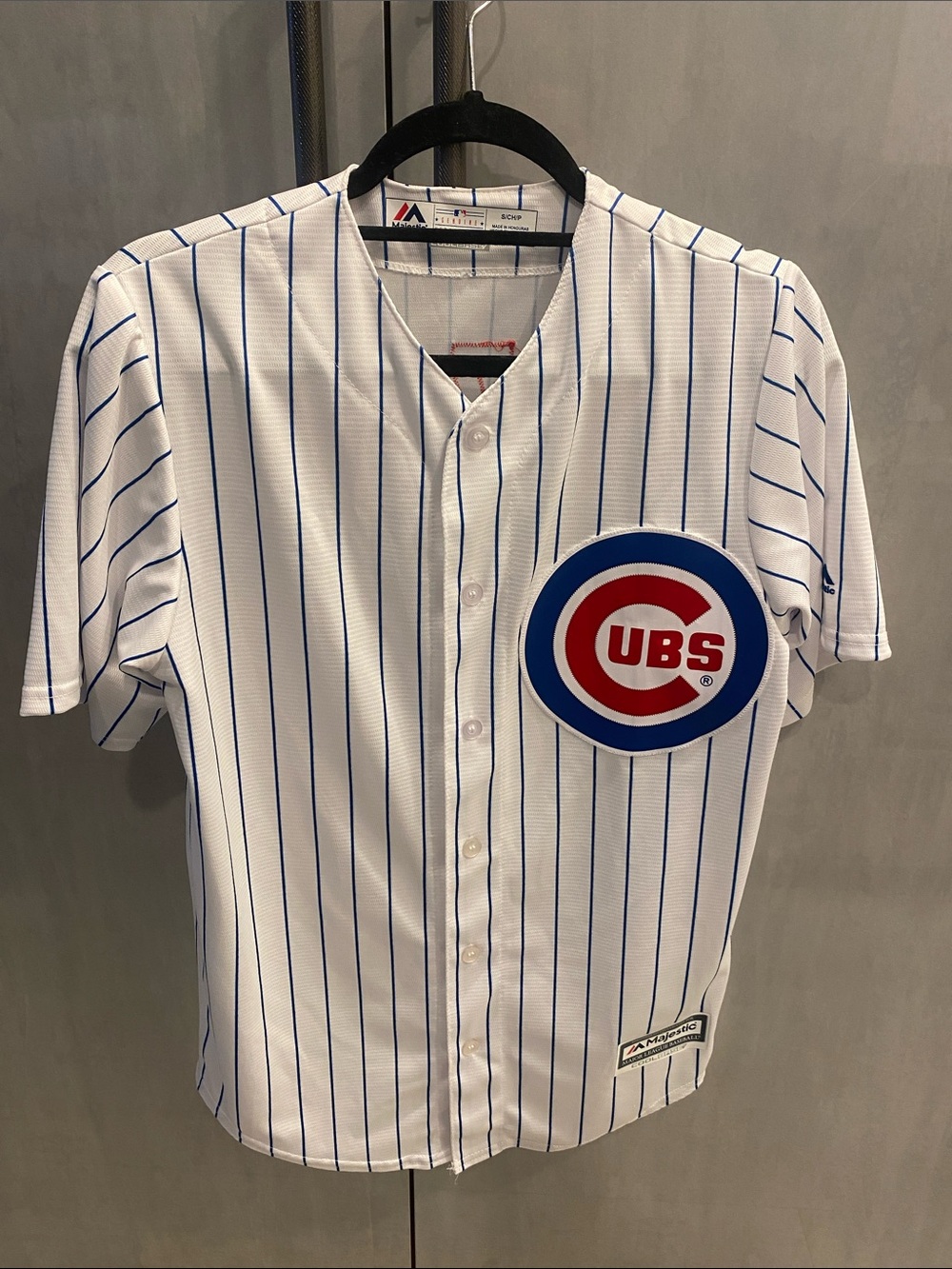 EUC Chicago Cubs “Rizzo” White Pinstripe women’s/mens Baseball Jersey S small